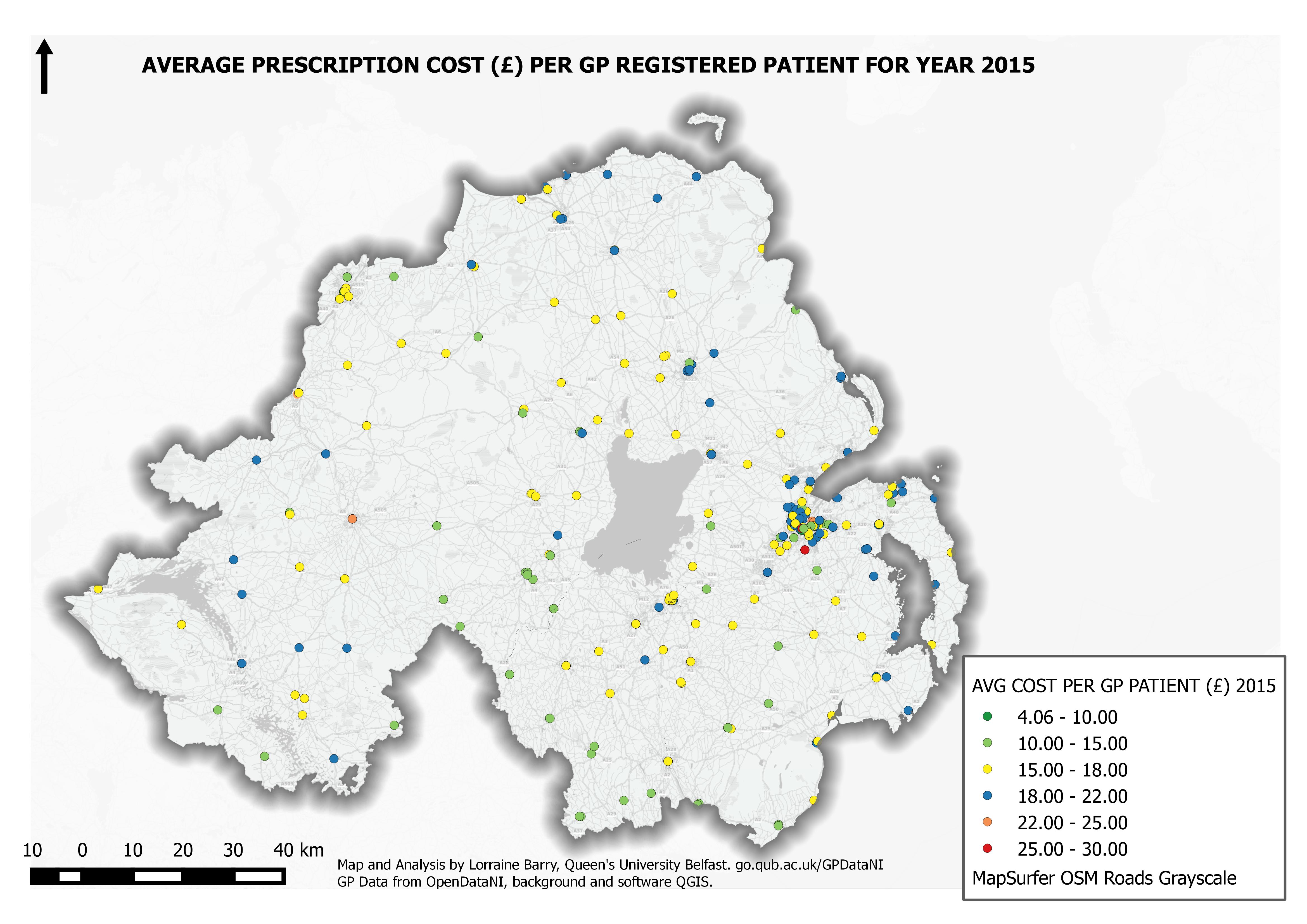 Average 2015 Prescription Costs for GP Practices in Northern Ireland